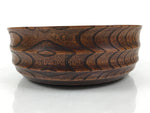 Japanese Lacquer Wooden Kashiki Snack Bowl Vtg Kashibachi Brown Ring Grain L529