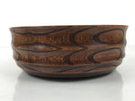 Japanese Lacquer Wooden Kashiki Snack Bowl Vtg Kashibachi Brown Ring Grain L529