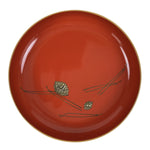 Japanese Lacquer Wooden Kashiki Snack Bowl Vtg Kashibachi Pine Needle Cone L531