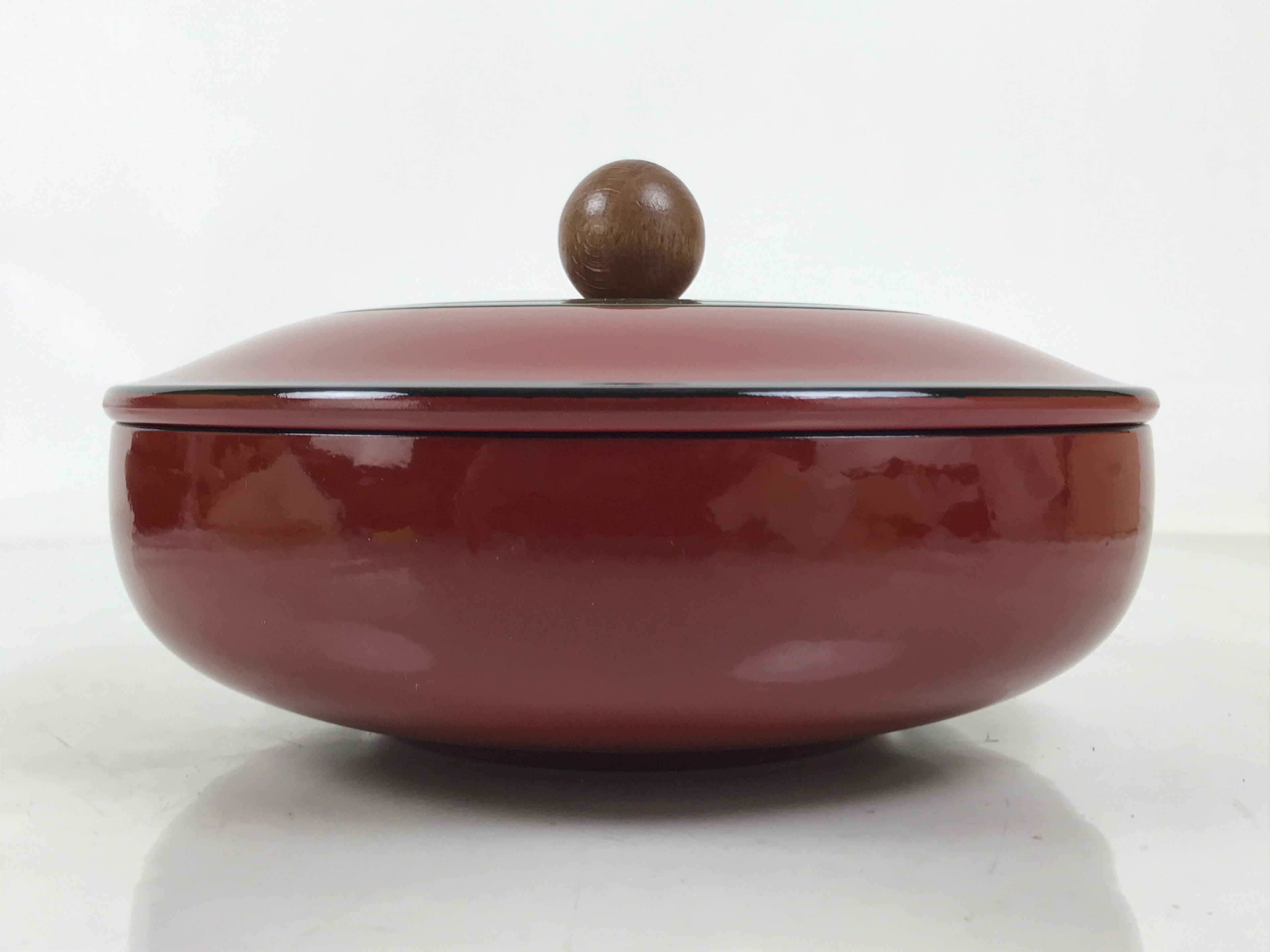 Japanese Lacquer Wooden Lidded Bowl Kashiki Vtg Red Tea Ceremony w/Box LWB132