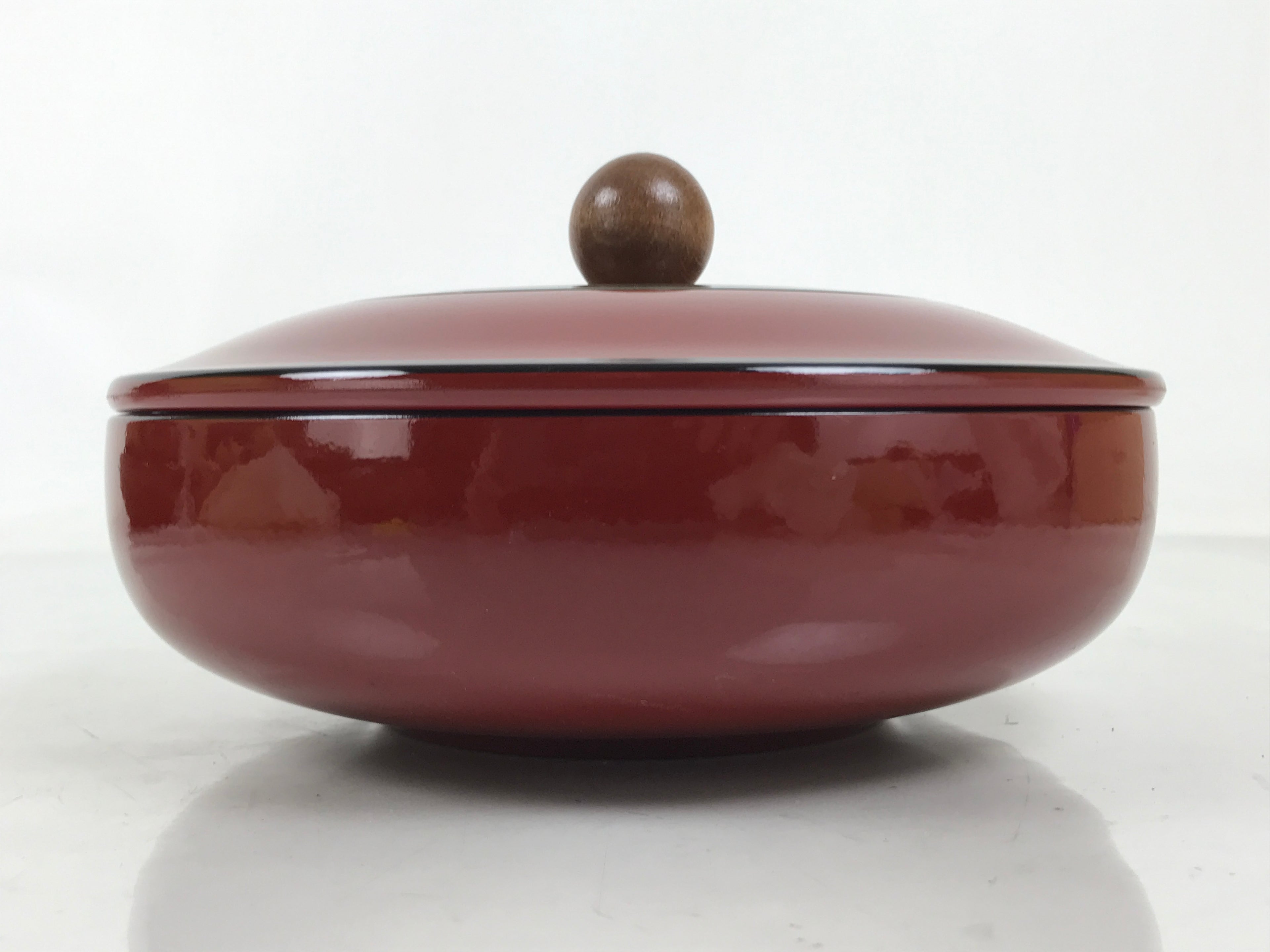 Japanese Lacquer Wooden Lidded Bowl Kashiki Vtg Red Tea Ceremony w/Box LWB132