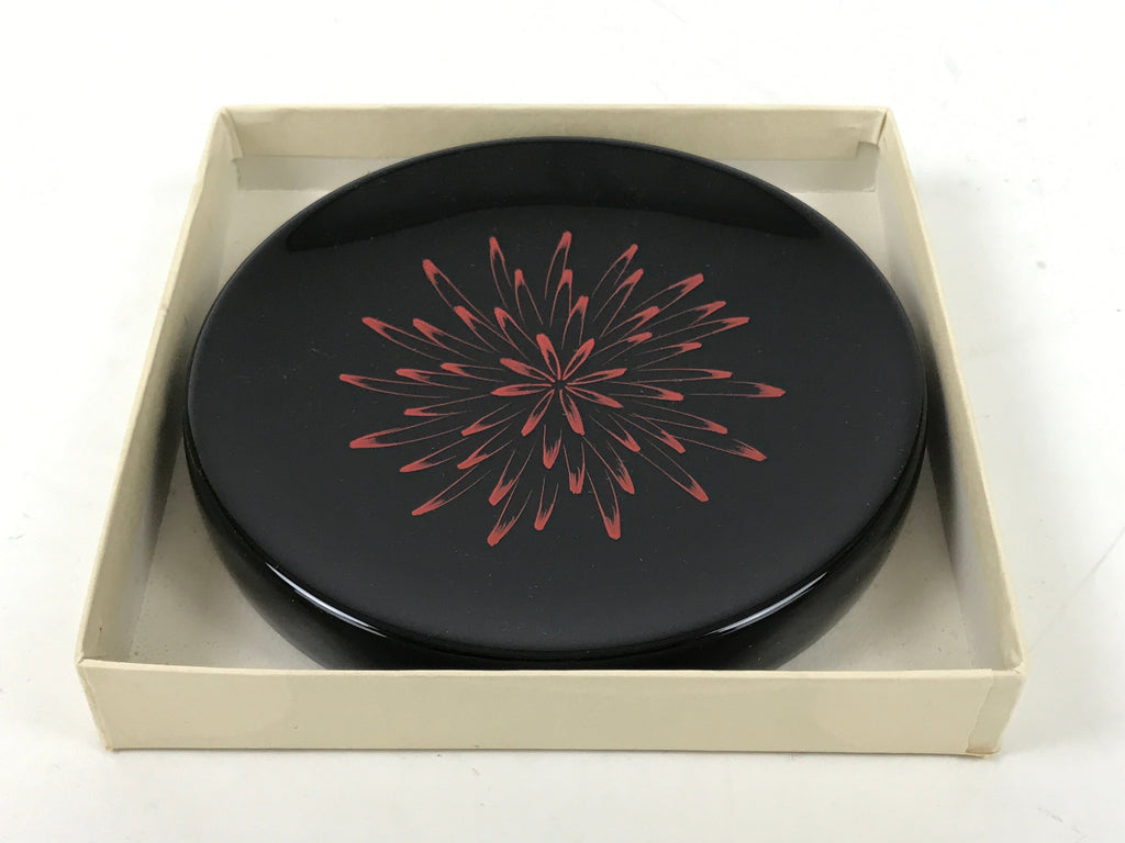 Japanese Lacquer Wooden Snack Plate Vtg Honjo-Nuri Black Tea Ceremony LWB109