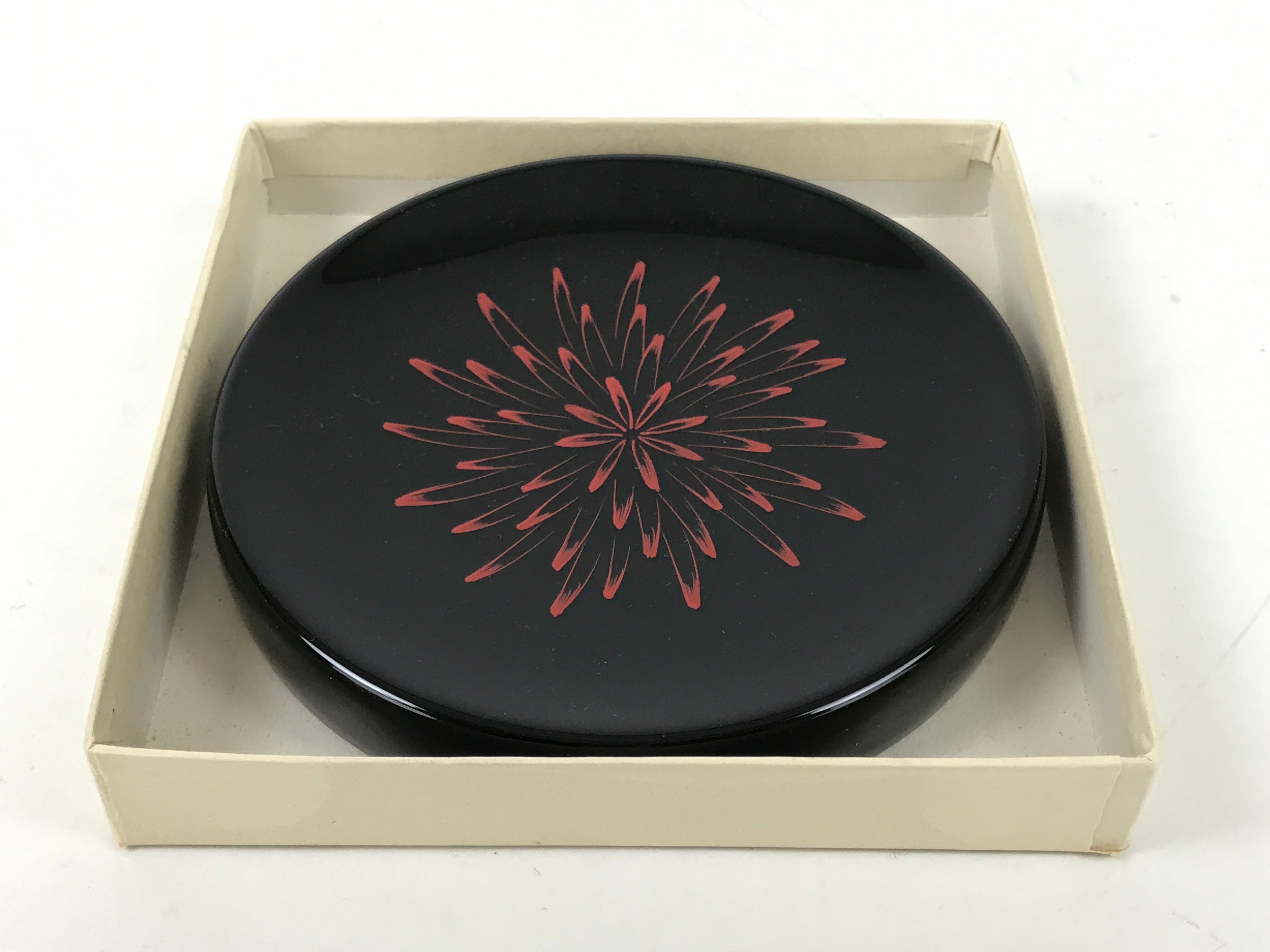 Japanese Lacquer Wooden Snack Plate Vtg Honjo-Nuri Black Tea Ceremony LWB109