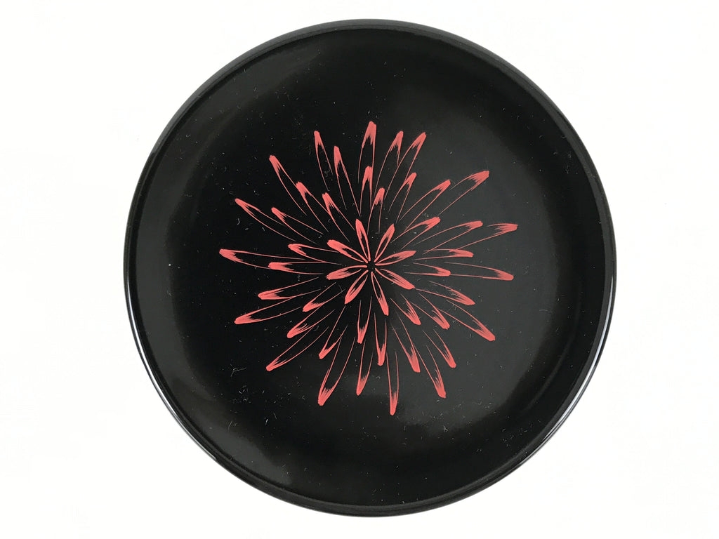 Japanese Lacquer Wooden Snack Plate Vtg Honjo-Nuri Black Tea Ceremony LWB109