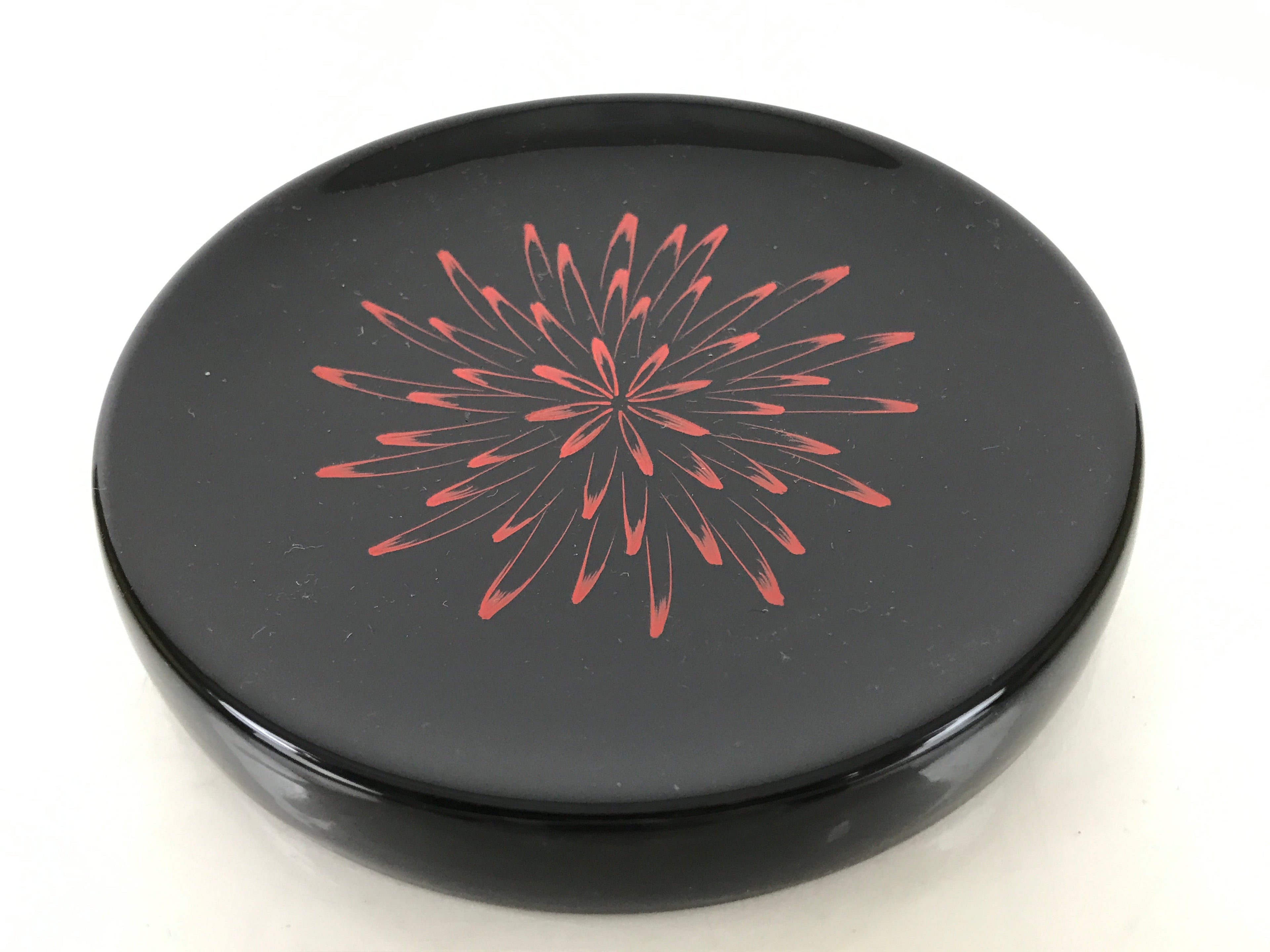 Japanese Lacquer Wooden Snack Plate Vtg Honjo-Nuri Black Tea Ceremony LWB109