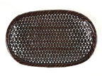 Japanese Lacquered Bamboo Basket Morikago Vtg Handwoven Oval Dark Brown L125