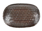 Japanese Lacquered Bamboo Basket Morikago Vtg Handwoven Oval Dark Brown L125
