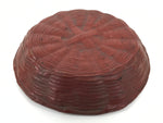Japanese Lacquered Bamboo Basket Morikago Vtg Handwoven RoundReddish Brown L530