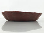 Japanese Lacquered Bamboo Basket Morikago Vtg Handwoven RoundReddish Brown L530