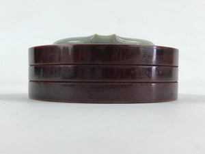 Japanese Lacquered Ceramic Ashtray Shunkei-Nuri Hida Brown Green Vtg LWB56