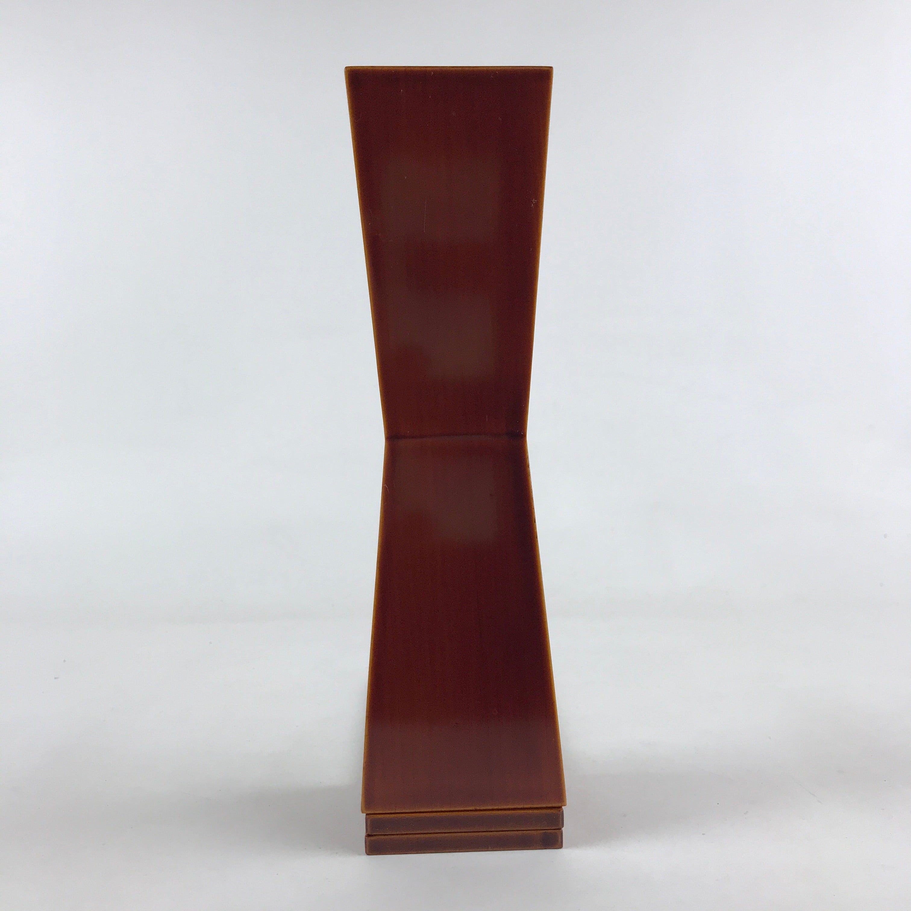 Japanese Lacquered Flower Vase Shunkei-Nuri Hida Metal Brown Vtg LWB57