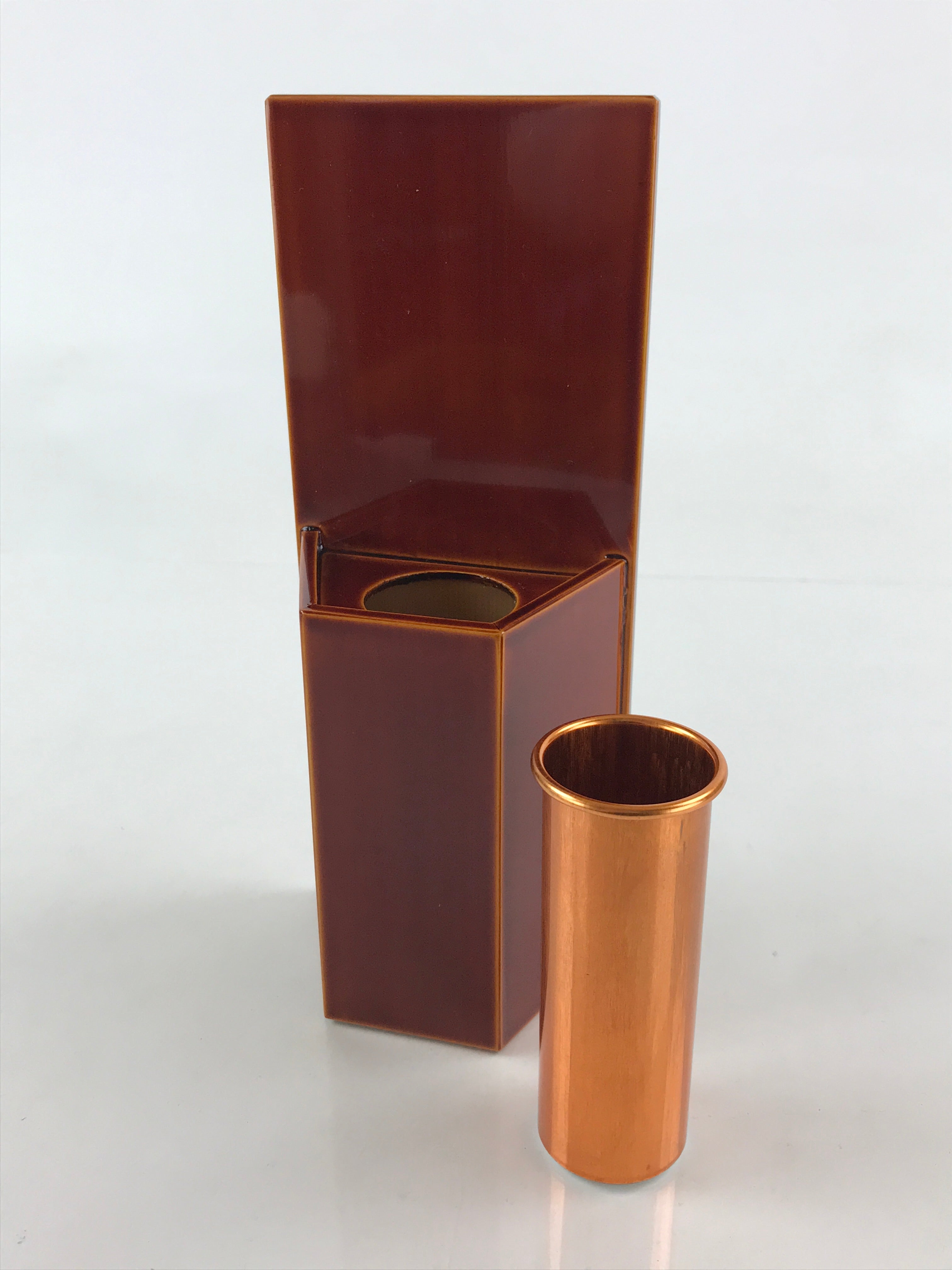 Japanese Lacquered Hida Shunkei-Nuri Flower Vase Kabin Ikebana Arrangement PX681