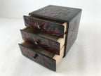Japanese Lacquered Kamakurabori Wooden Sewing Box Vtg Haribako Tansu T364