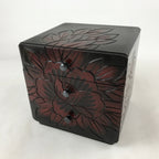 Japanese Lacquered Kamakurabori Wooden Sewing Box Vtg Haribako Tansu T364