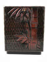 Japanese Lacquered Kamakurabori Wooden Tansu Chest Vtg Haribako Red Black T412