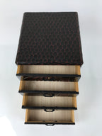 Japanese Lacquered Kamakurabori Wooden Tansu Chest Vtg Haribako Red Black T412
