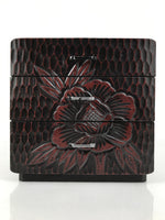 Japanese Lacquered Kamakurabori Wooden Tansu Chest Vtg Haribako Red Black T419