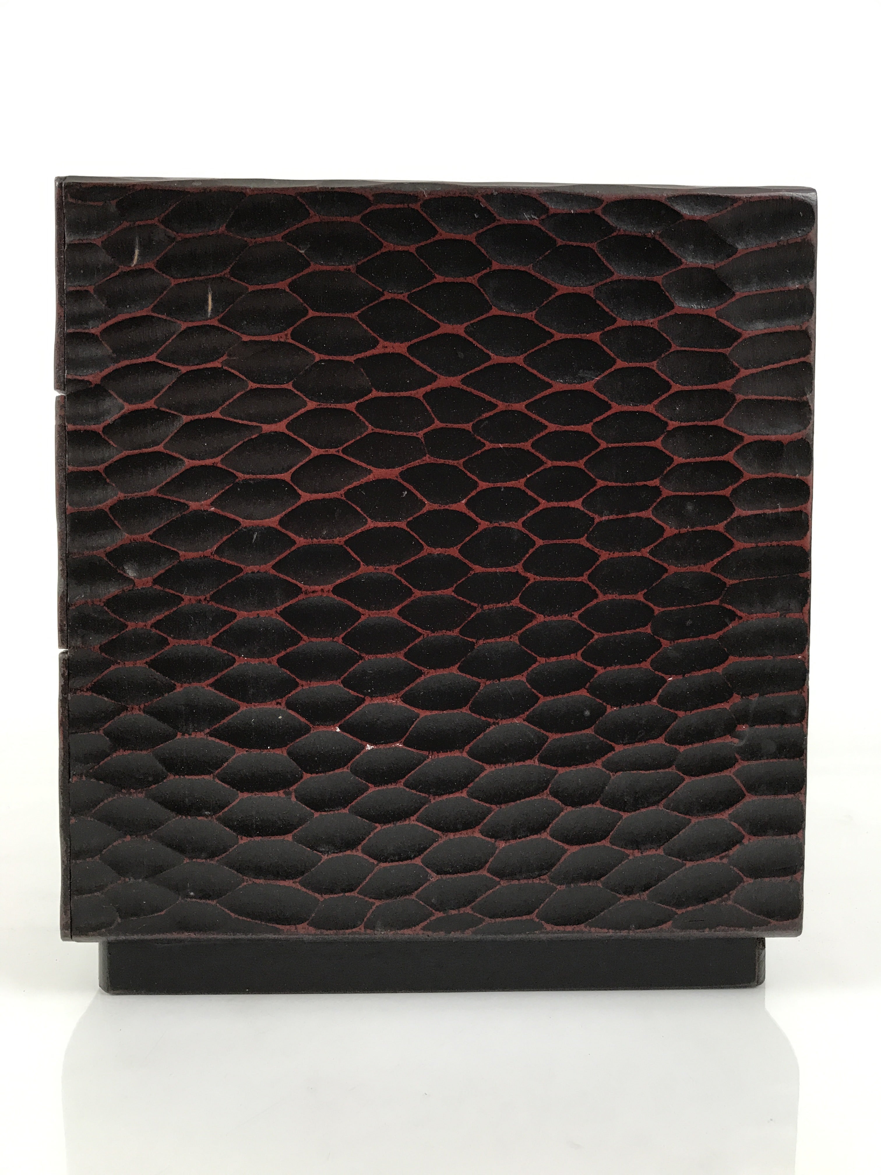 Japanese Lacquered Kamakurabori Wooden Tansu Chest Vtg Haribako Red Black T419