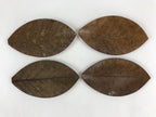 Japanese Lacquered Leaf Magnolia Sushi Plate Vtg Sweets Brown Red 5pc Set LWB58