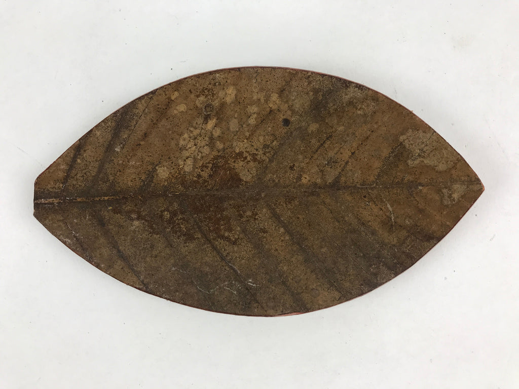Japanese Lacquered Leaf Magnolia Sushi Plate Vtg Sweets Brown Red 5pc Set LWB58