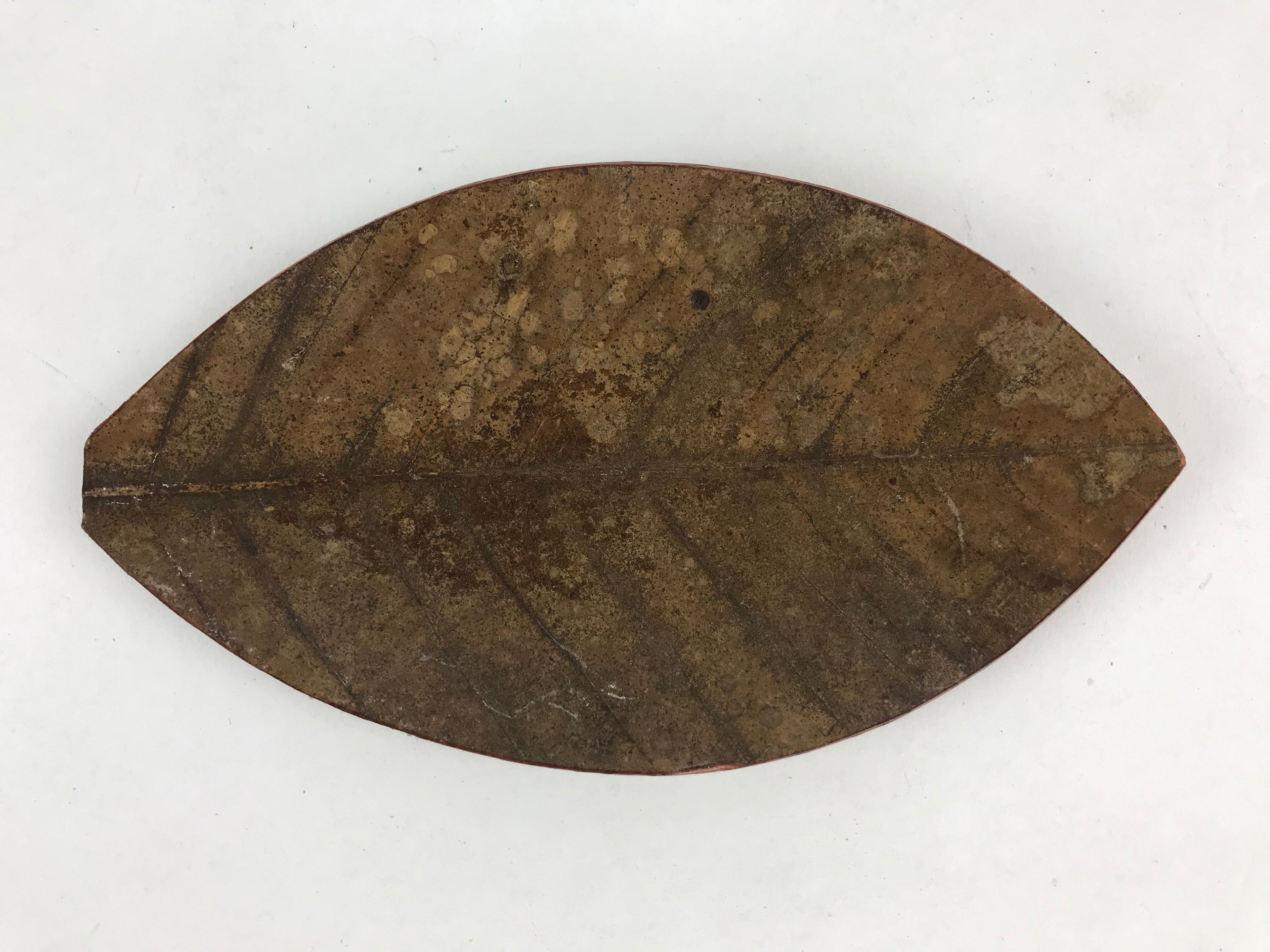 Japanese Lacquered Leaf Magnolia Sushi Plate Vtg Sweets Brown Red 5pc Set LWB58