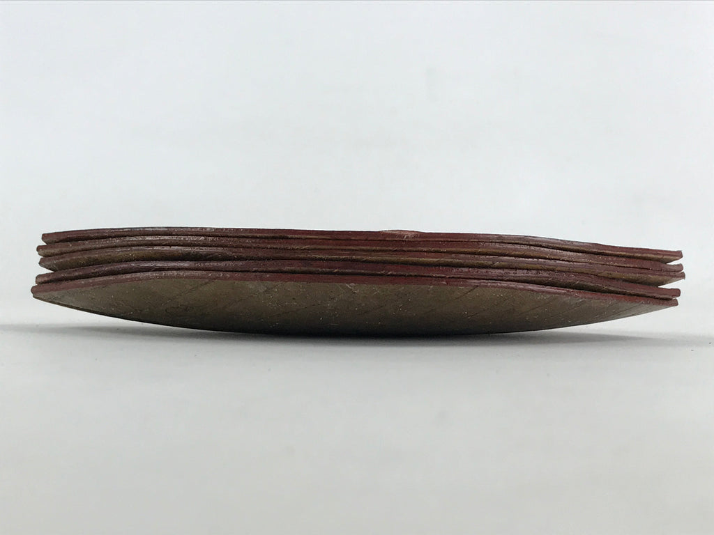 Japanese Lacquered Leaf Magnolia Sushi Plate Vtg Sweets Brown Red 5pc Set LWB58