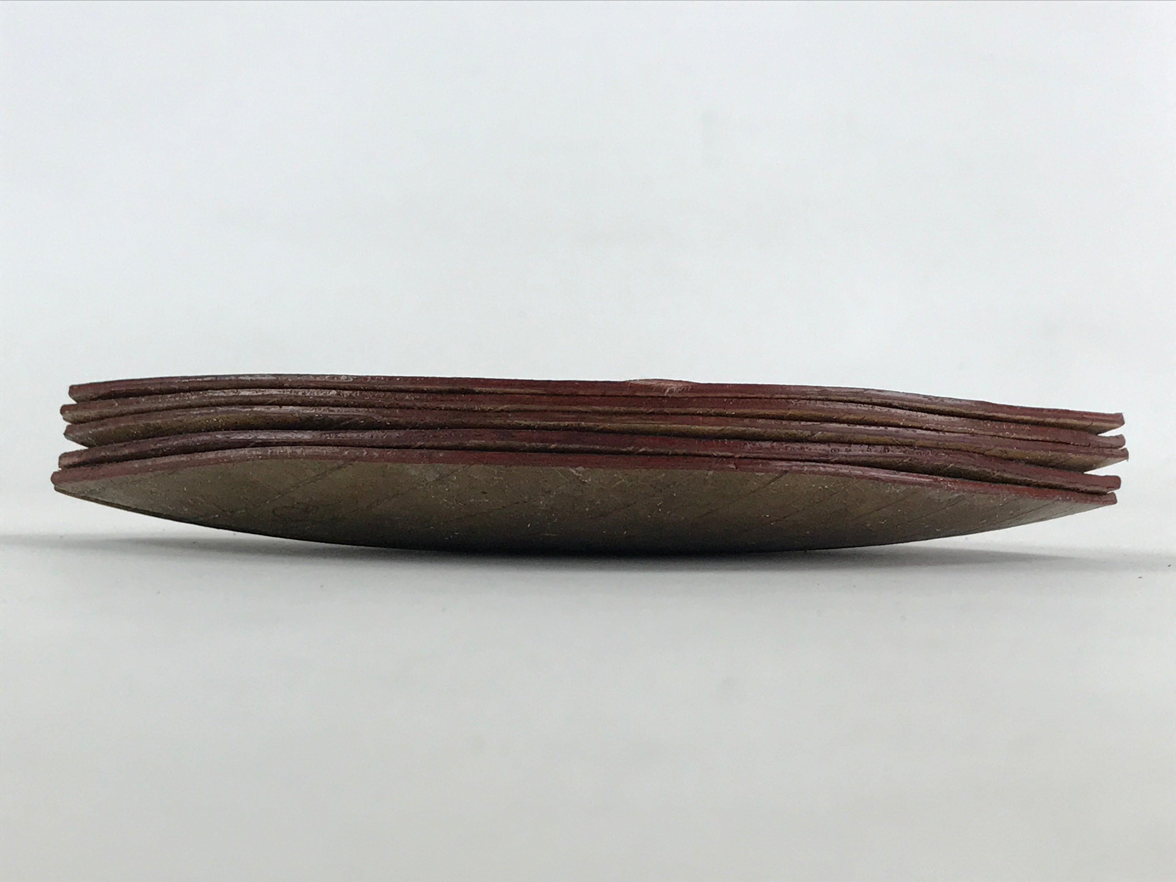 Japanese Lacquered Leaf Magnolia Sushi Plate Vtg Sweets Brown Red 5pc Set LWB58