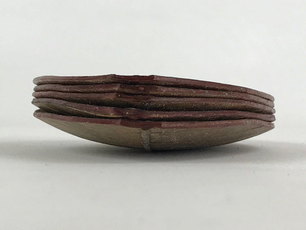 Japanese Lacquered Leaf Magnolia Sushi Plate Vtg Sweets Brown Red 5pc Set LWB58