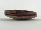 Japanese Lacquered Leaf Magnolia Sushi Plate Vtg Sweets Brown Red 5pc Set LWB58