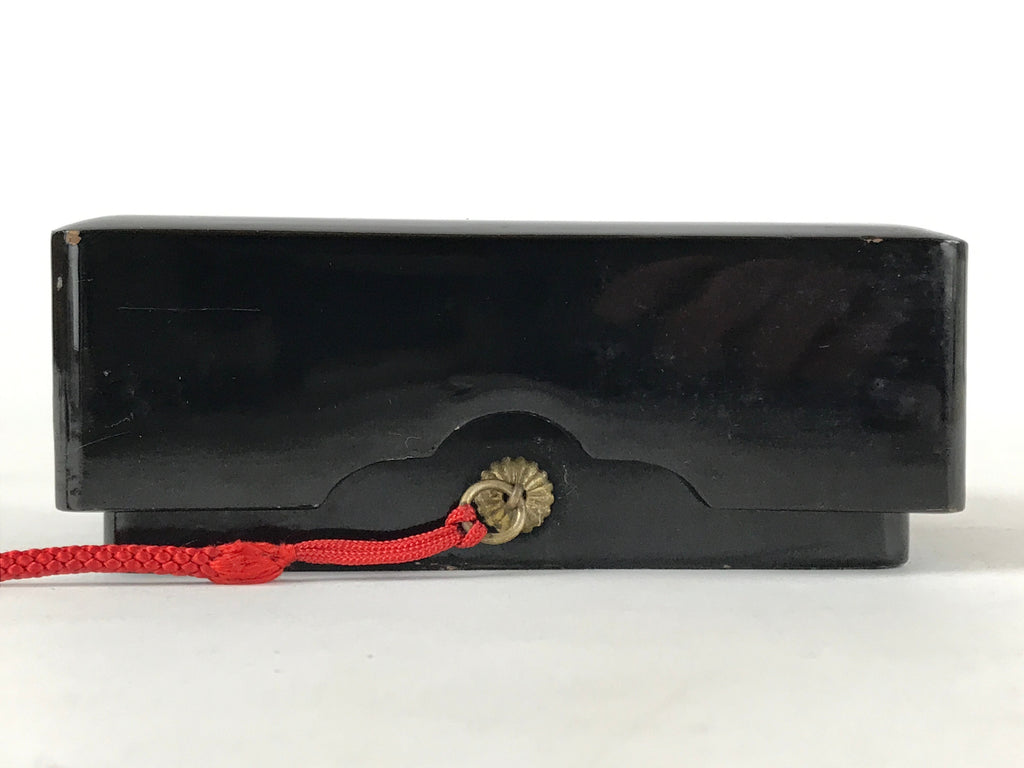 Japanese Lacquered Lidded Box Vtg Tassels Kagi Menjobako Washi Paper Lined L118