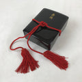 Japanese Lacquered Lidded Box Vtg Tassels Kagi Menjobako Washi Paper Lined L118