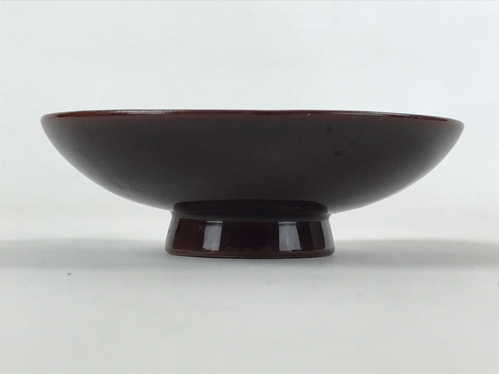 Japanese Lacquered Makie Sake Cup Sakazuki Vtg Guinomi Brown Gold Plants G101