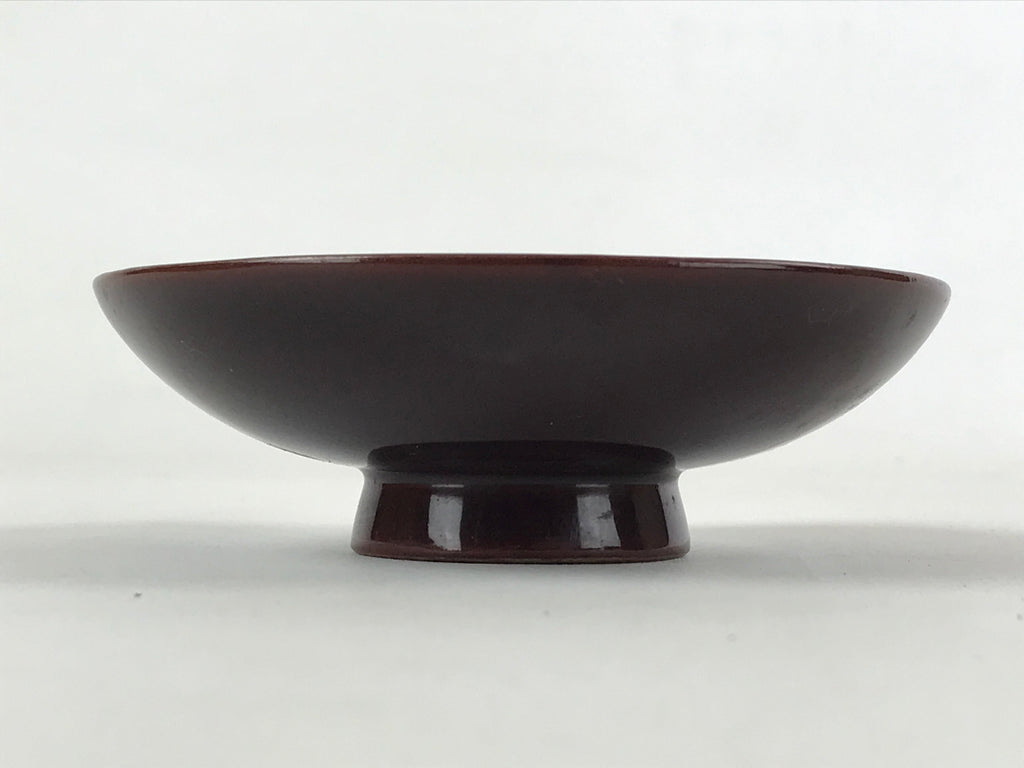 Japanese Lacquered Makie Sake Cup Sakazuki Vtg Guinomi Brown Gold Plants G101
