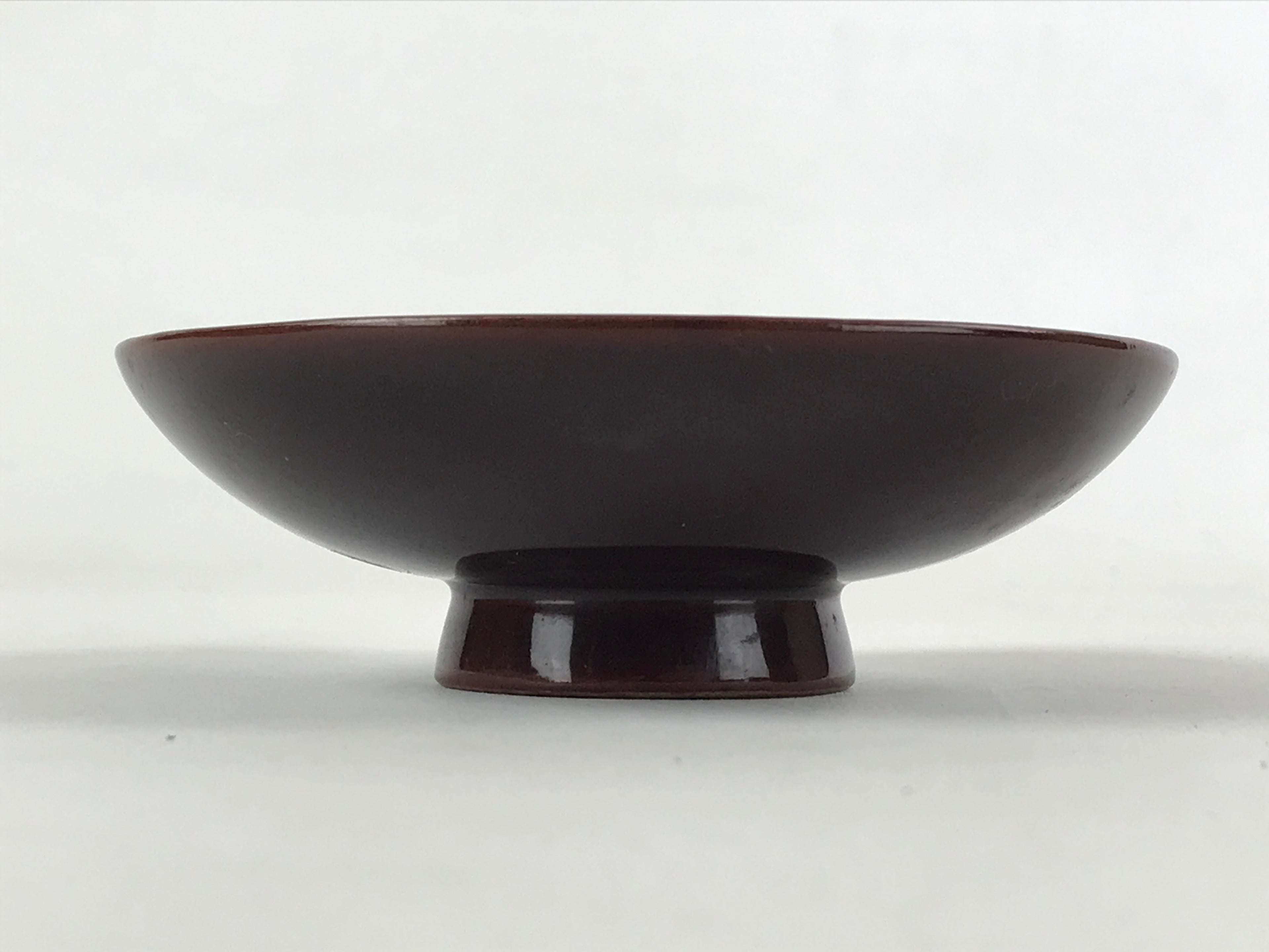 Japanese Lacquered Makie Sake Cup Sakazuki Vtg Guinomi Brown Gold Plants G101