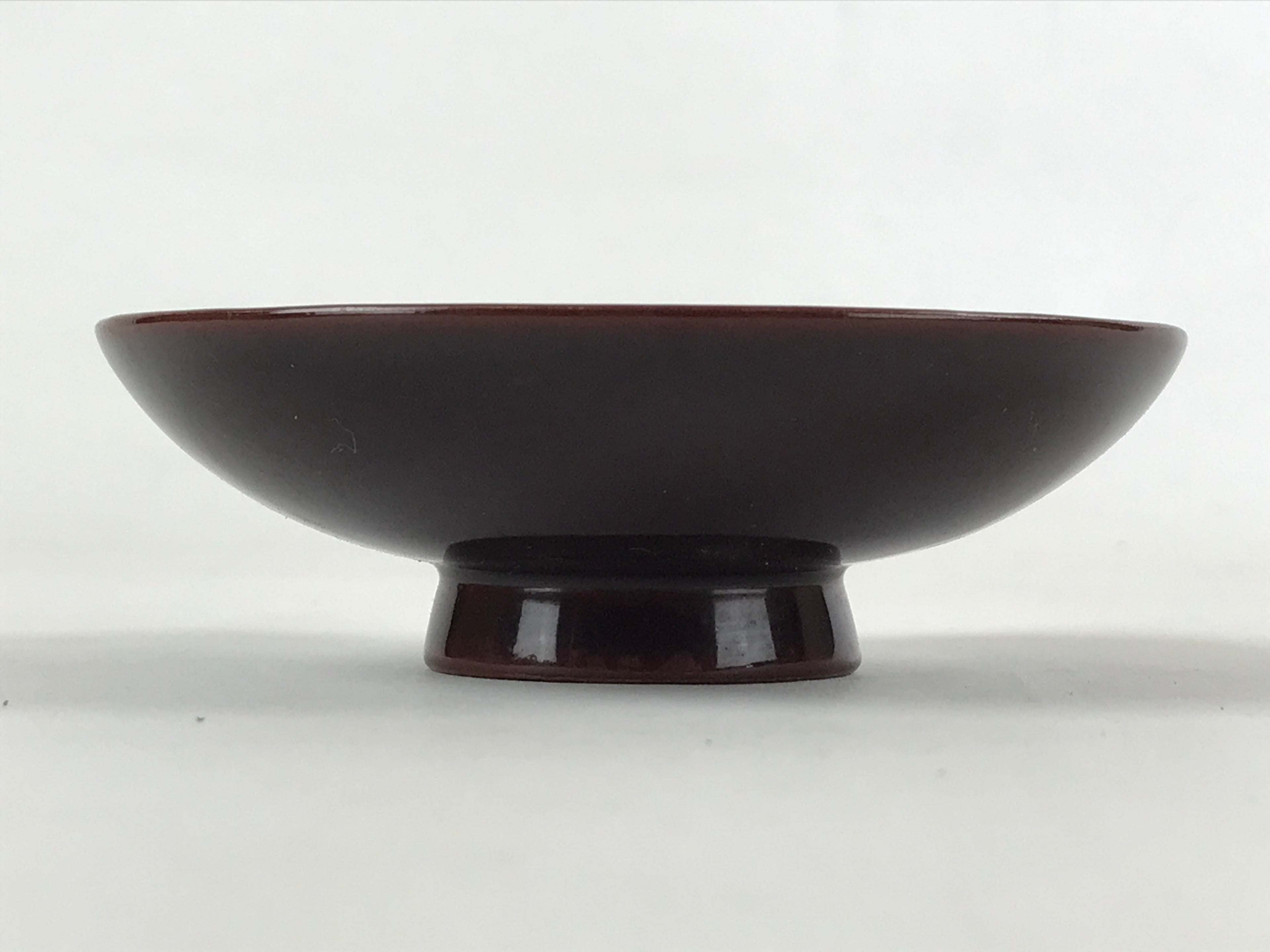 Japanese Lacquered Makie Sake Cup Sakazuki Vtg Guinomi Brown Gold Plants G101