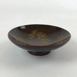 Japanese Lacquered Makie Sake Cup Sakazuki Vtg Guinomi Brown Gold Plants G101