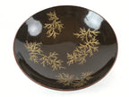 Japanese Lacquered Makie Sake Cup Sakazuki Vtg Guinomi Brown Gold Plants G102