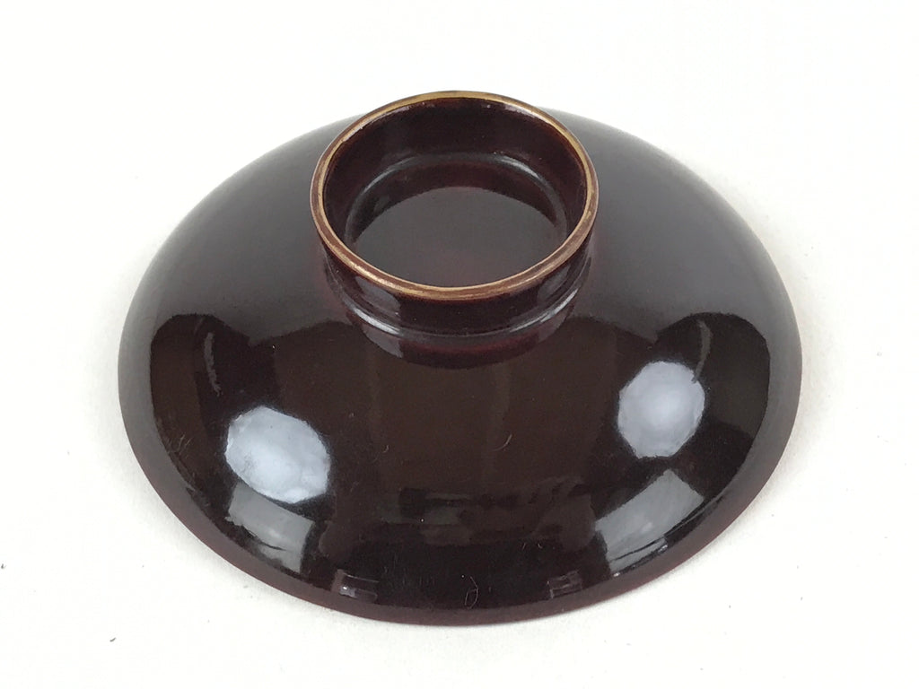 Japanese Lacquered Makie Sake Cup Sakazuki Vtg Guinomi Brown Gold Plants G102