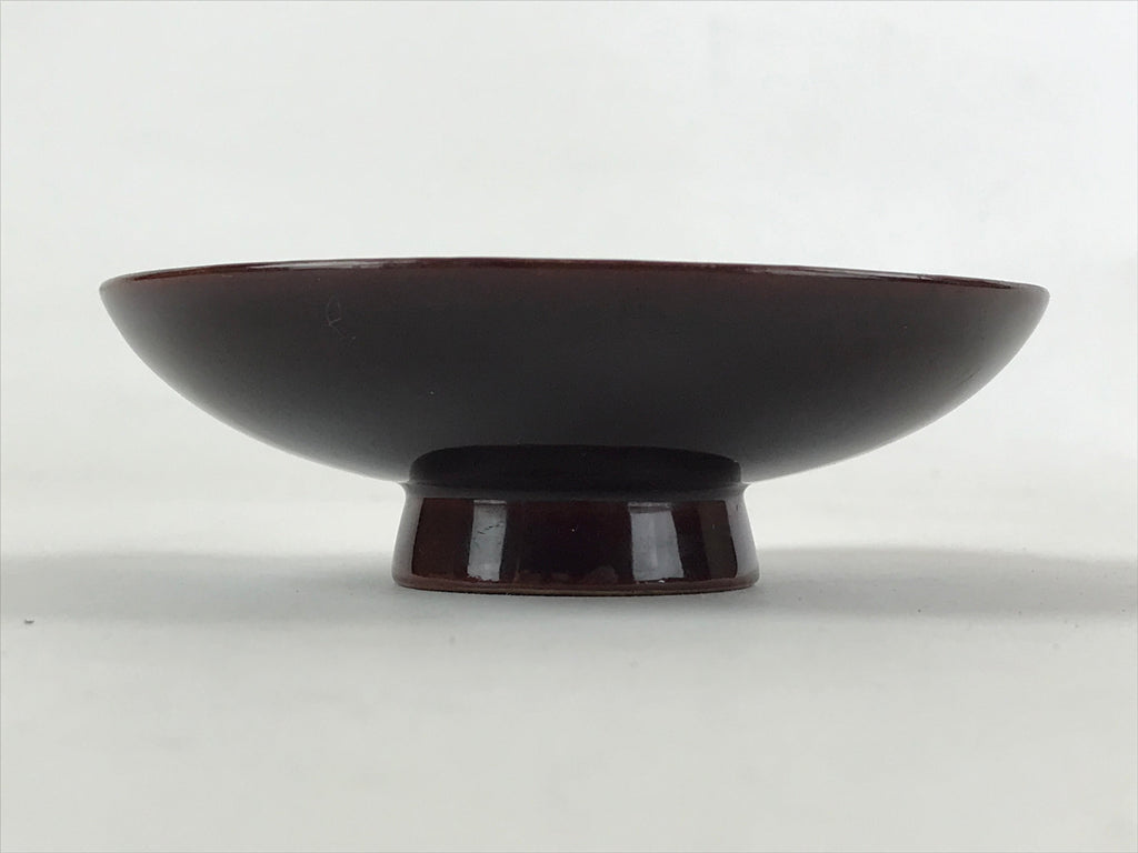 Japanese Lacquered Makie Sake Cup Sakazuki Vtg Guinomi Brown Gold Plants G102