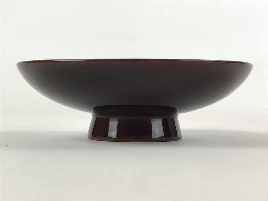 Japanese Lacquered Makie Sake Cup Sakazuki Vtg Guinomi Brown Gold Plants G102