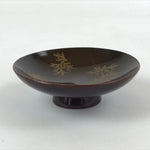 Japanese Lacquered Makie Sake Cup Sakazuki Vtg Guinomi Brown Gold Plants G102