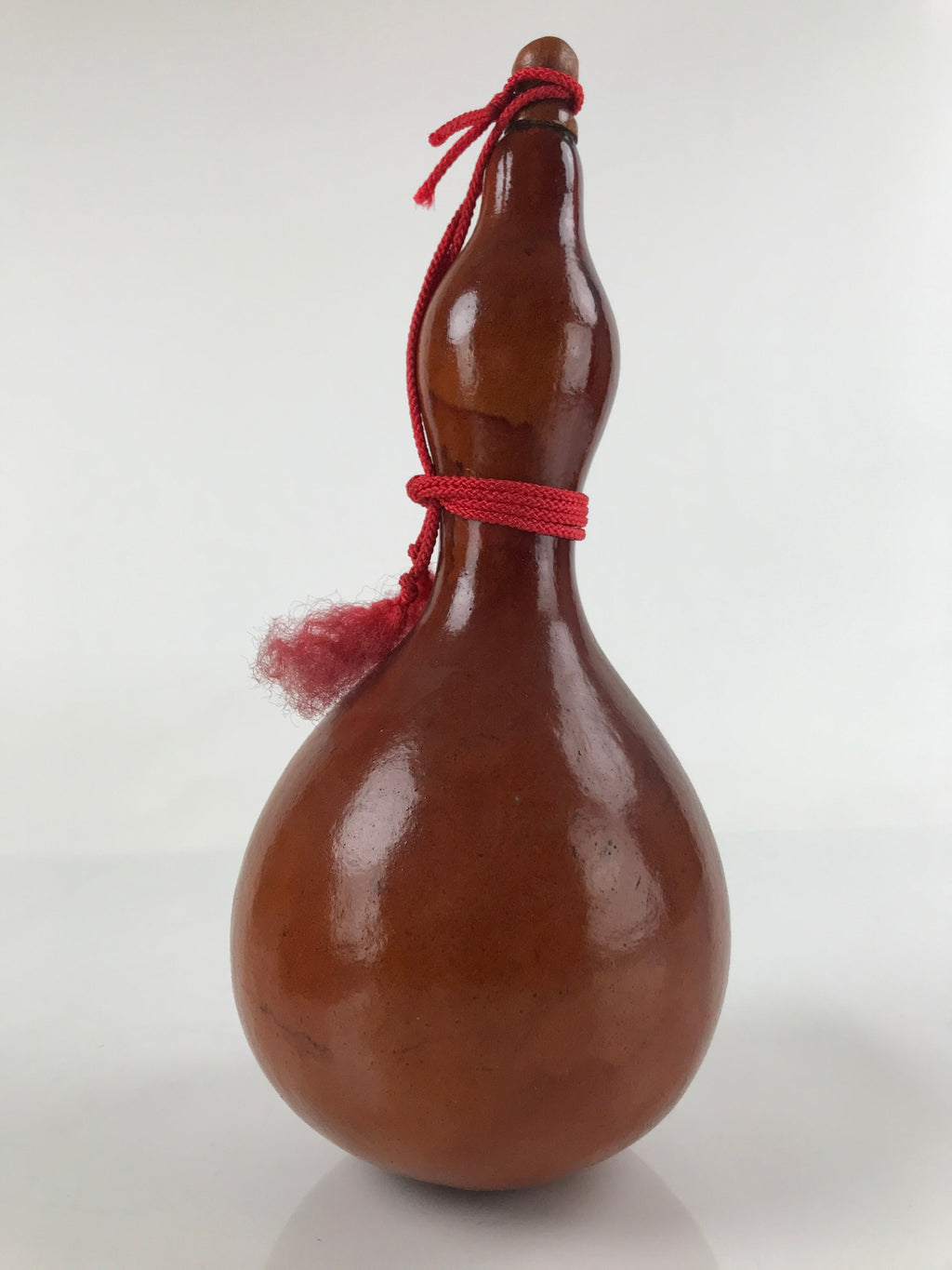 Japanese Lacquered Natural Hyotan Gourd Vtg Sake Bottle Lucky Charm Lidded G260