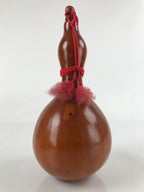 Japanese Lacquered Natural Hyotan Gourd Vtg Sake Bottle Lucky Charm Lidded G260