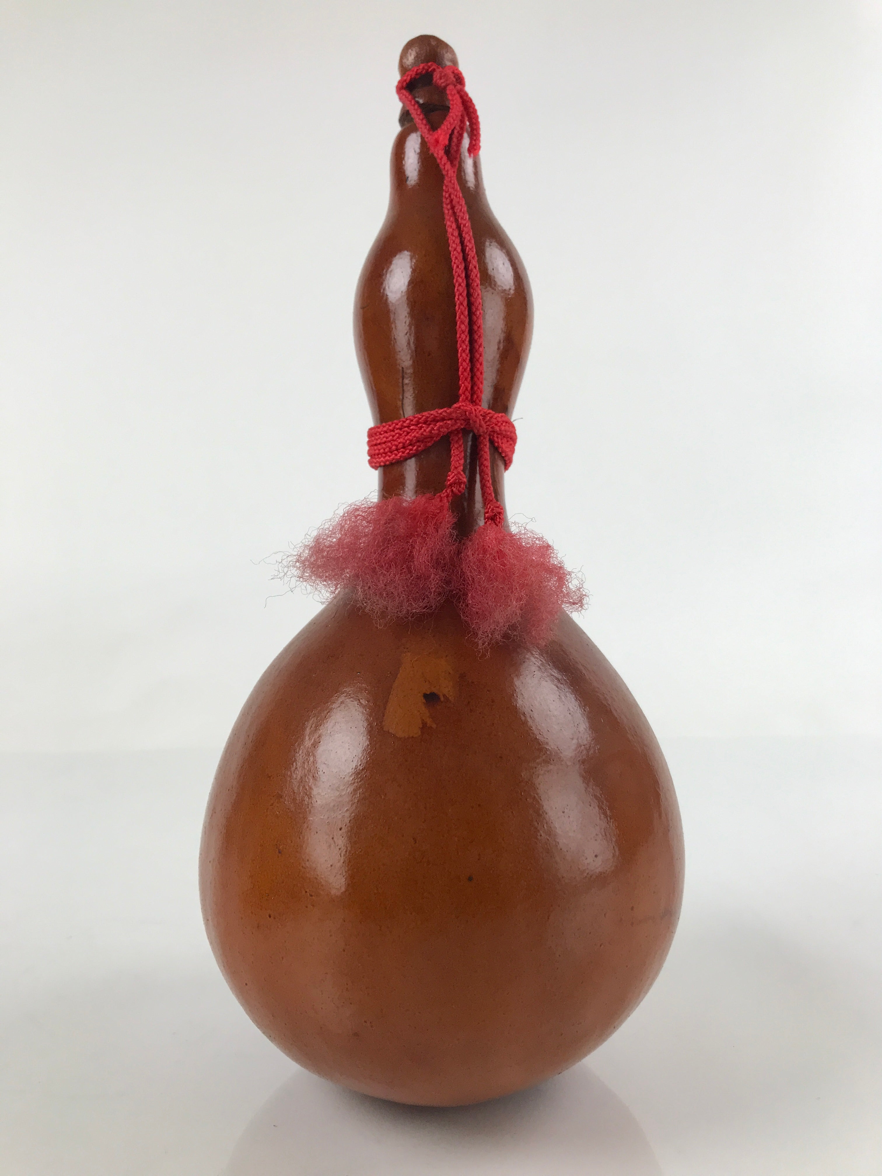 Japanese Lacquered Natural Hyotan Gourd Vtg Sake Bottle Lucky Charm Lidded G260