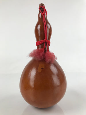 Japanese Lacquered Natural Hyotan Gourd Vtg Sake Bottle Lucky Charm Lidded G260