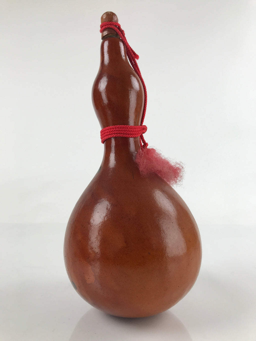 Japanese Lacquered Natural Hyotan Gourd Vtg Sake Bottle Lucky Charm Lidded G260