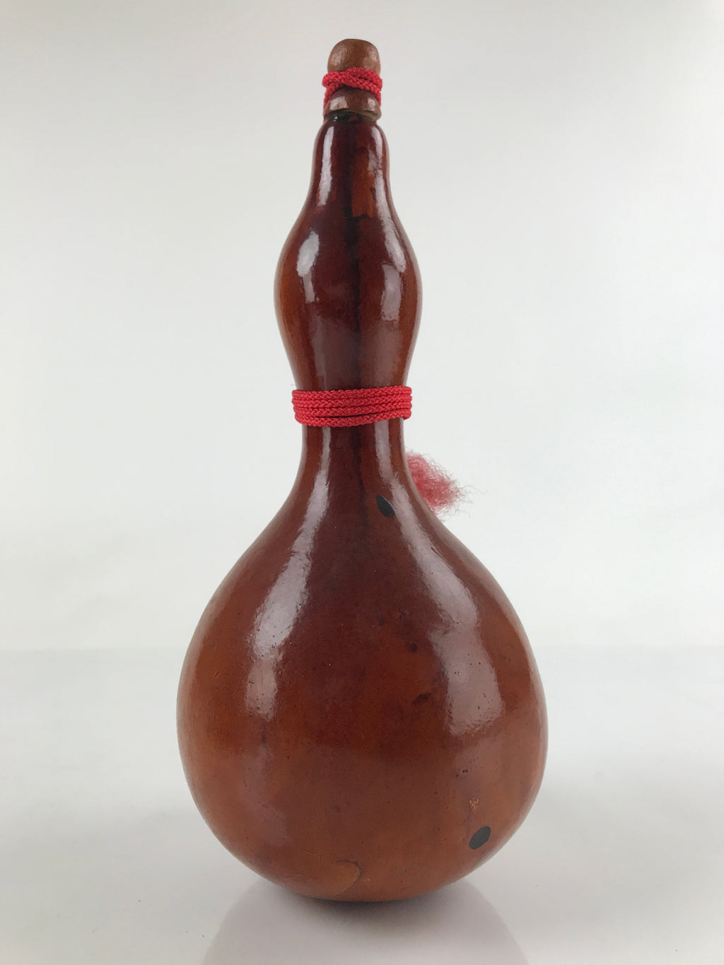 Japanese Lacquered Natural Hyotan Gourd Vtg Sake Bottle Lucky Charm Lidded G260