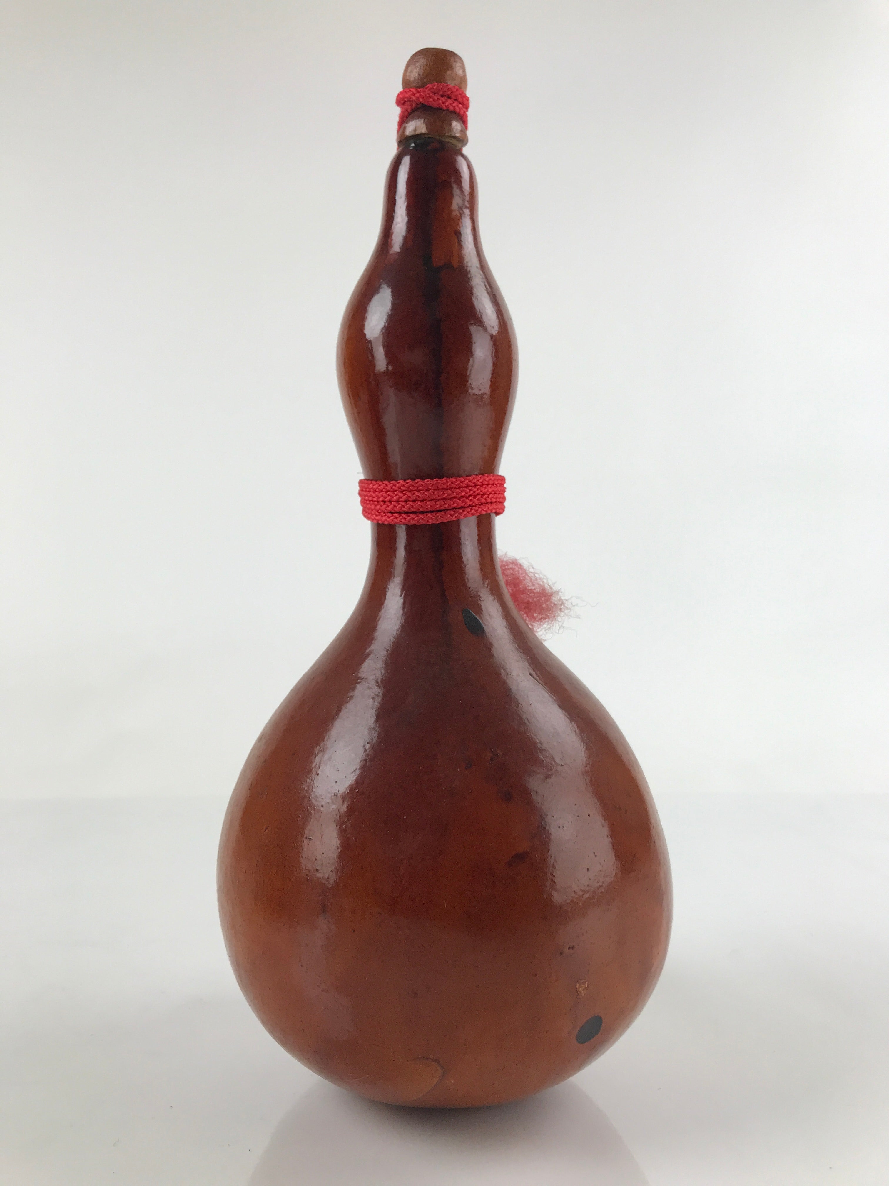 Japanese Lacquered Natural Hyotan Gourd Vtg Sake Bottle Lucky Charm Lidded G260