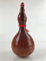 Japanese Lacquered Natural Hyotan Gourd Vtg Sake Bottle Lucky Charm Lidded G260