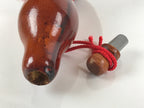 Japanese Lacquered Natural Hyotan Gourd Vtg Sake Bottle Lucky Charm Lidded G260